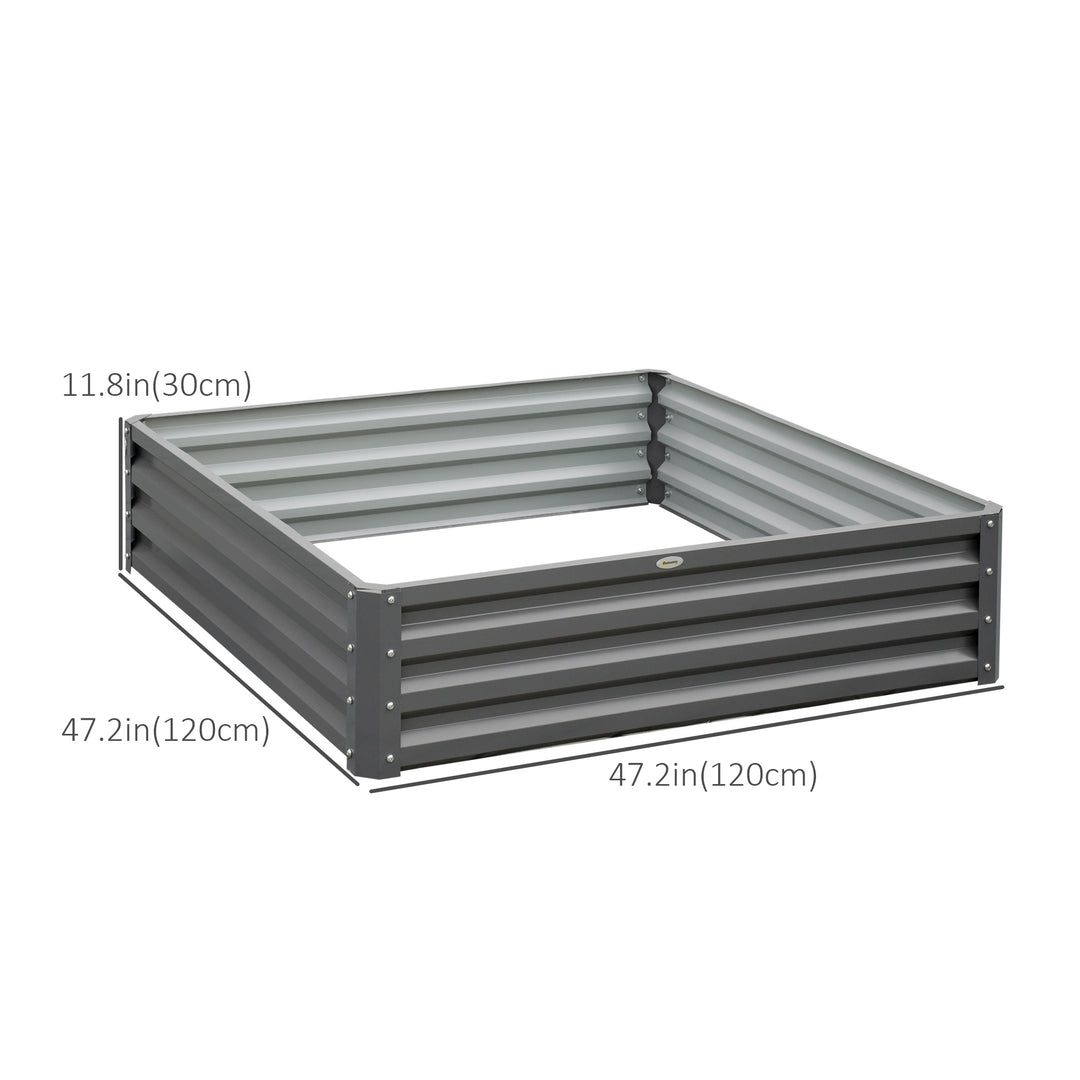 Outsunny 4' x 4' x 1' Raised Garden Bed Galvanized Steel Planter Box for Vegetables, Flowers, Herbs, Green