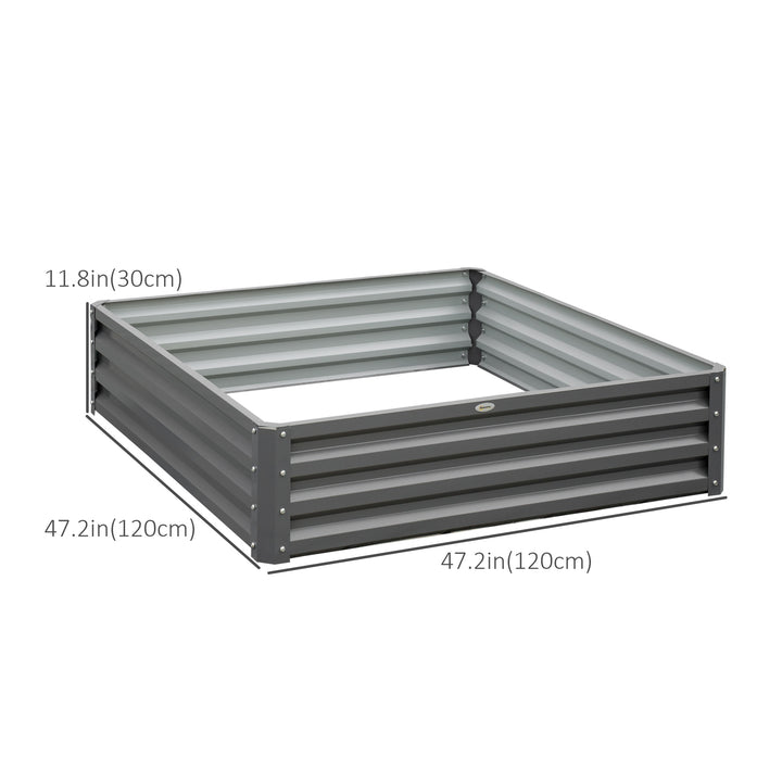 Outsunny 4' x 4' x 1' Raised Garden Bed Galvanized Steel Planter Box for Vegetables, Flowers, Herbs, Green