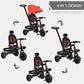 Qaba Tricycle for Toddler 4 in 1 Kids Trike with Reversible Adjustable Seat, Baby Push Bike with Removable Handle, Canopy, Belt Storage Brake Clutch for 1-5 Years, Red
