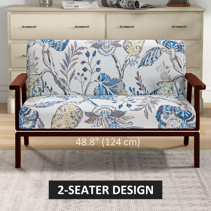 HOMCOM Compact Loveseat Sofa Couch Linen Fabric Double Seat Sofa with Rubber Wood Legs Dark Grey