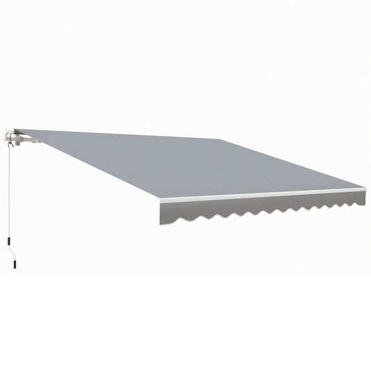 Outsunny 12' x 10' Retractable Awning Patio UV Resistant Fabric and Aluminum Frame for Deck, Balcony, Yard, Grey