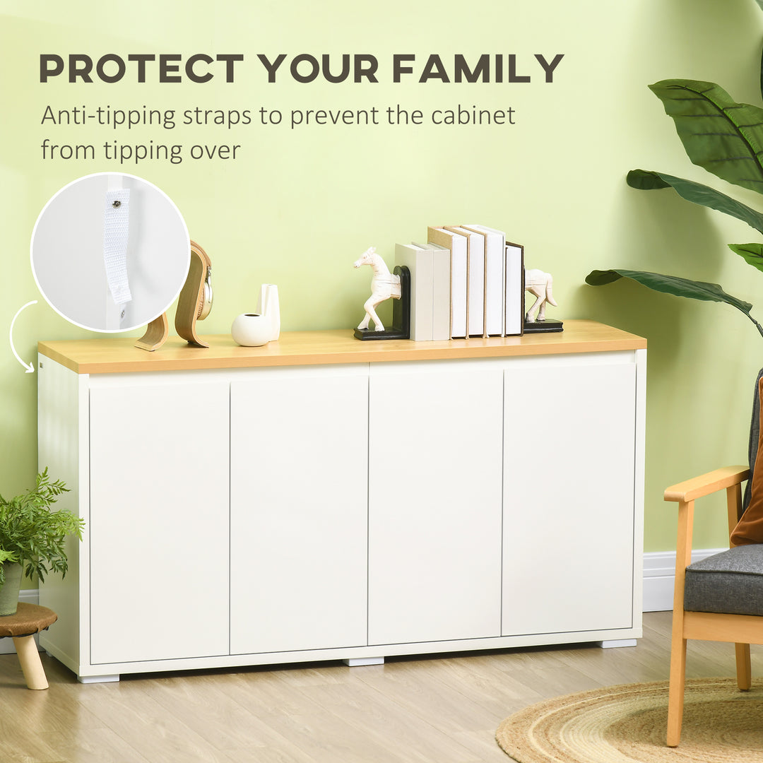 HOMCOM Sideboard Cabinet, Buffet Table with 2 Double Doors and Adjustable Shelves for Living Room, Entryway, White