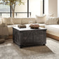 HOMCOM Farmhouse Coffee Table, Square Center Table with Flip-top Lids, Hidden Storage Compartment and Wooden Legs, Oak