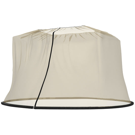 Outsunny 7.5FT Umbrella Table Screen Mosquito Bug Net, Garden Large Umbrella Cover Netting with Zippered Door, Beige