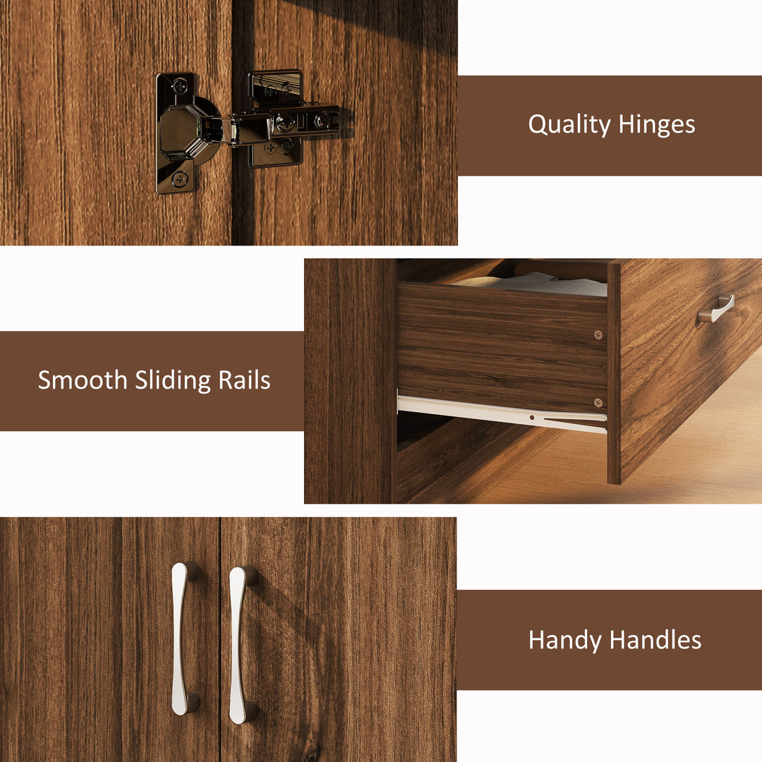 HOMCOM Wardrobe Closet Armoire with Hanging Rod and 2 Doors, Clothes Storage Organizer with 2 Drawers for Bedroom, Oak