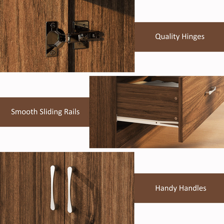 HOMCOM Wardrobe Closet Armoire with Hanging Rod and 2 Doors, Clothes Storage Organizer with 2 Drawers for Bedroom, Oak