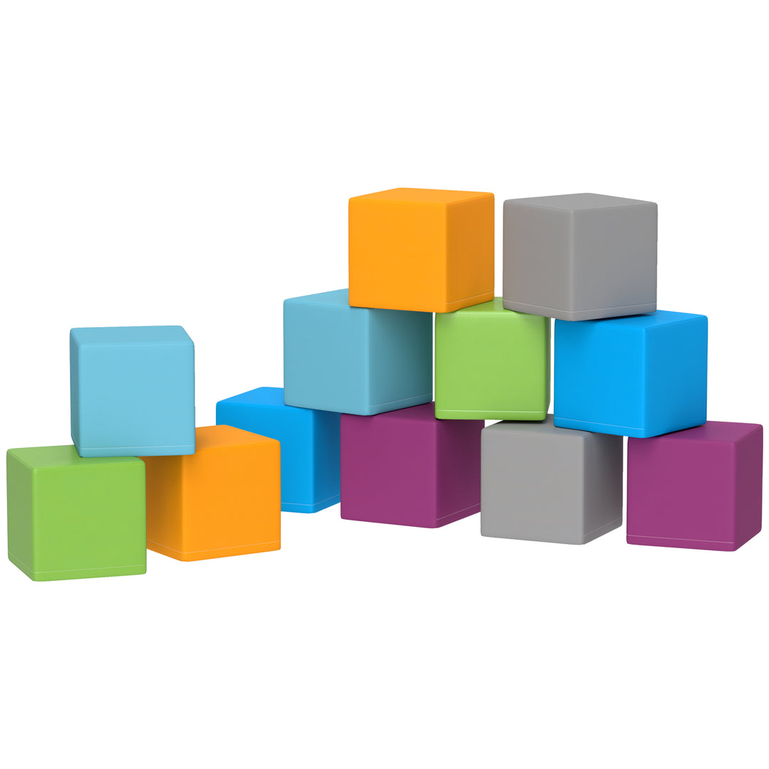 Soozier 12 Piece Soft Play Blocks Soft Foam Toy Building And Stacking Blocks - Multicolours