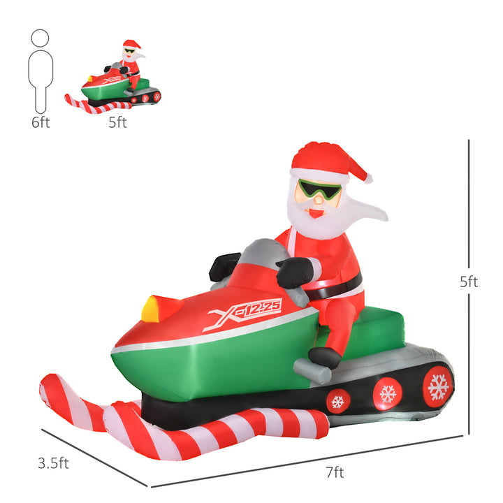 HOMCOM 5.5' H Christmas Holiday Yard Inflatable Outdoor, Light Up LED Decoration, Santa Claus Riding a Motorcycle