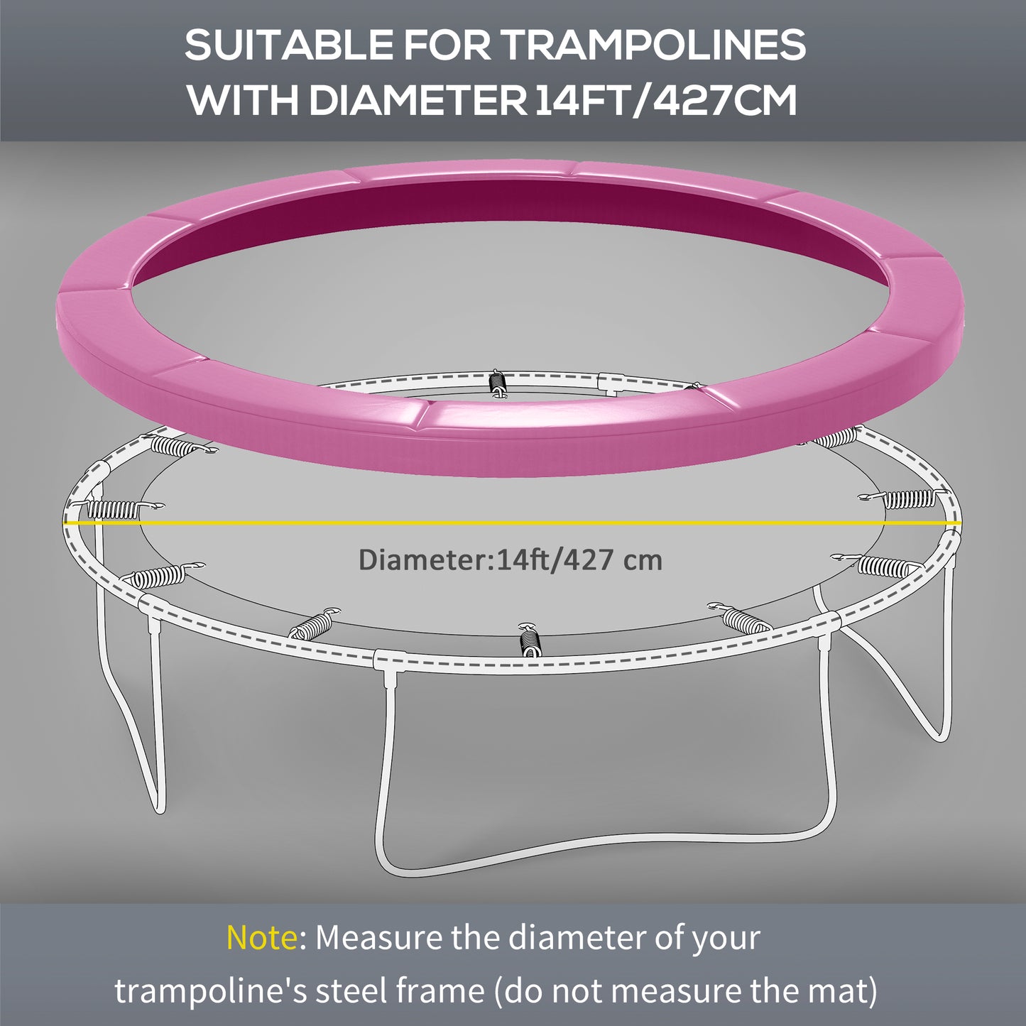 Soozier 14FT Trampoline Spring Cover, Trampoline Pad Replacement, Waterproof and Tear-Resistant, All-Weather Trampoline Accessories, Pink