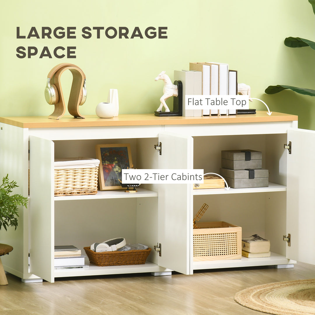 HOMCOM Sideboard Cabinet, Buffet Table with 2 Double Doors and Adjustable Shelves for Living Room, Entryway, White