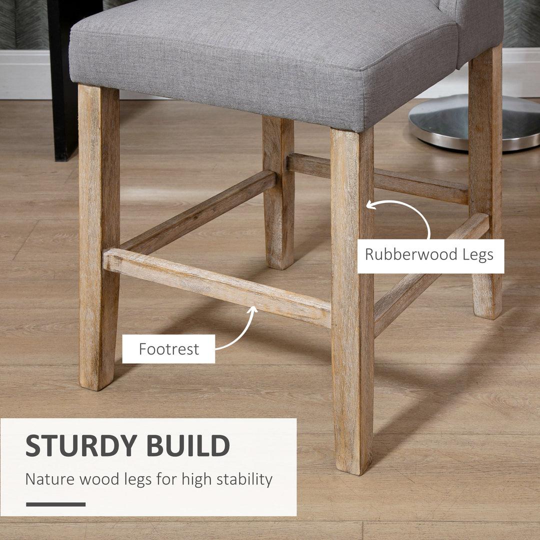 HOMCOM Modern Counter Bar Stools Tufted Upholstered Counter Chairs Set of 2 for Kitchen, Beige