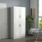 HOMCOM 71" Freestanding Kitchen Pantry Cabinet, Storage Cabinet with 4 Hinged Doors and Adjustable Shelves, White