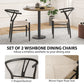 HOMCOM Set of 2 Weave Dining Chairs, Mid-Century Modern Dining Room Chairs with Y-Shaped Backrest and Hemp Seat, Black