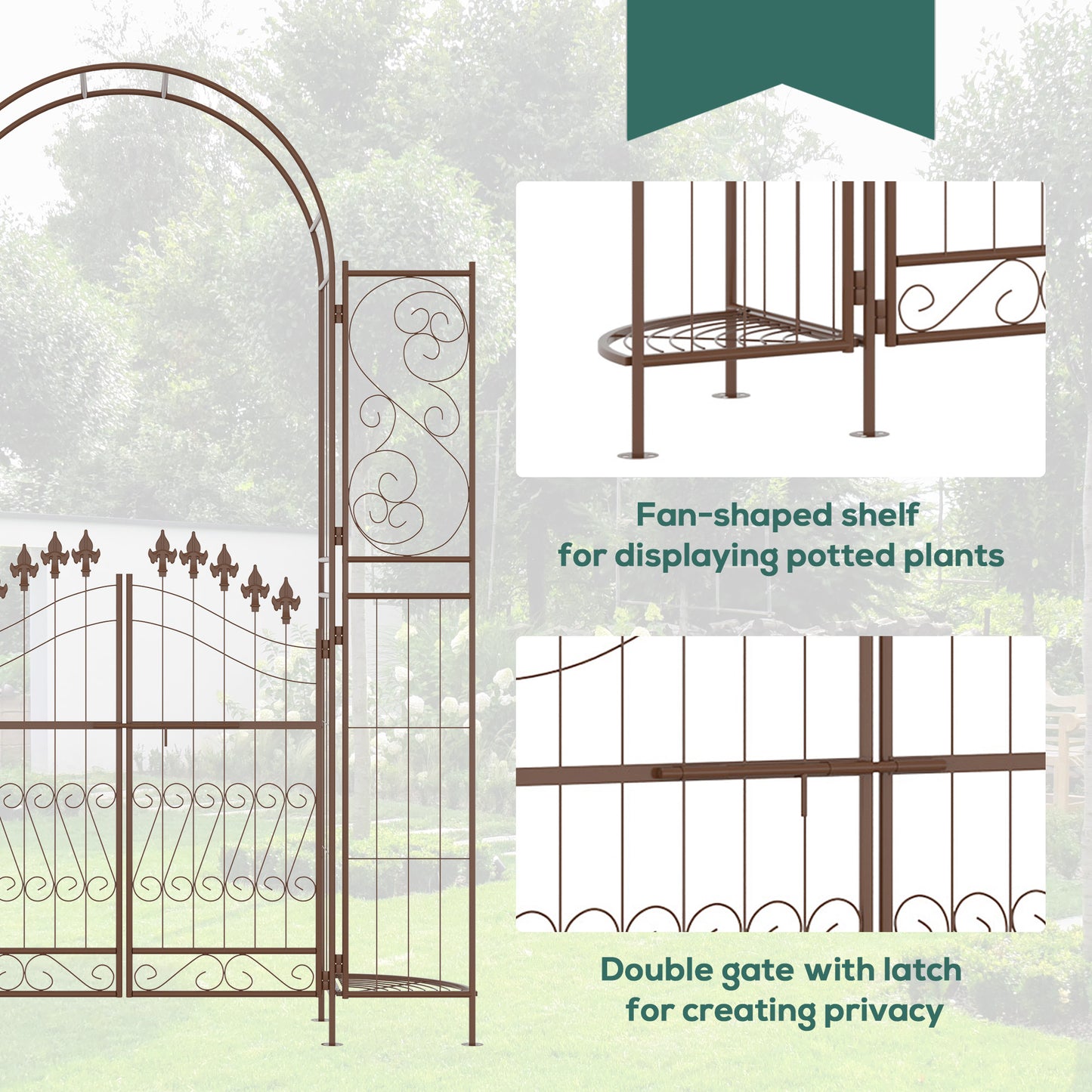 Outsunny 7ft Garden Arch Trellis, Metal Arch, Outdoor Garden Arbor for Climbing Plants, Wedding Decoration
