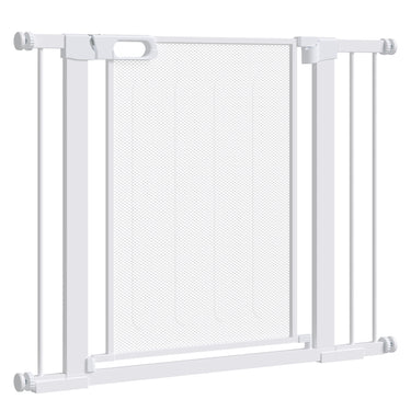 PawHut 29.5"-40.6" Metal Pet Gate, Dog Gate with Auto Closing Door, Double Locking, for Doorways, Stairs, Hallways, White
