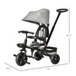 Qaba Tricycle for Toddler 4 in 1 Kids Trike with Reversible Adjustable Seat, Baby Push Bike with Removable Handle, Canopy, Belt Storage Brake Clutch for 1-5 Years, Red