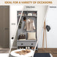 HOMCOM Coat Rack Shoe Bench, Hall Tree with Bench and Shoe Storage, Entryway Bench with 4 Hooks, 2 Drawers, 2 Shelves, Grey