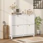HOMCOM Modern Shoe Storage Cabinet, Narrow Shoe Cabinet with 4 Flip Drawers, Adjustable Shelves, 5 Legs for Entryway, White