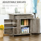 HOMCOM Farmhouse Sideboard Buffet Cabinet, Storage Cabinet with Barn Doors, Distressed Brown