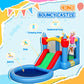 Qaba Bouncy Castle for Kids with 550W Blower, Water Slide, 2 Splash Pools, Basketball Hoop, Dart Board,12.6' x 9.5' x 5.9'