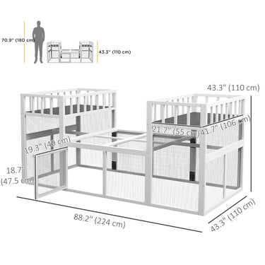 PawHut 7.3' x 3.6' Wooden Chicken Coop Combinable Design with Storage Shelf for 2-4 Chickens, Ducks, Goose, Rabbits, White