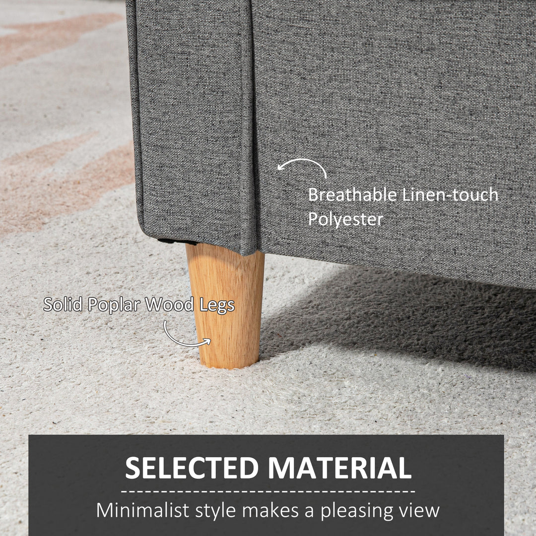 HOMCOM 2-Seat Sofa Two-Seater Couch with Armrests and Wood Legs for Living Room, Bedroom, Dark Grey