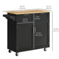 HOMCOM Rolling Kitchen Island with Storage Drawers, Kitchen Cart with Rubber Wood Top, Cabinet & Towel Rack, White