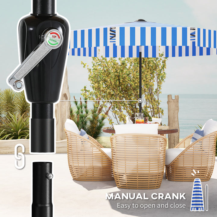 Outsunny 8.7FT Tilting Patio Umbrella with 8 Ribs, Crank Handle, Air Vent for Outdoor, Garden and Pool, Navy Blue