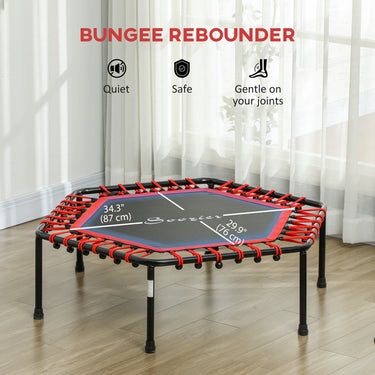 Soozier 45" Rebounder Trampoline for Adult, Quiet Bungee Rebounder with LED Lights Remote Control, Red
