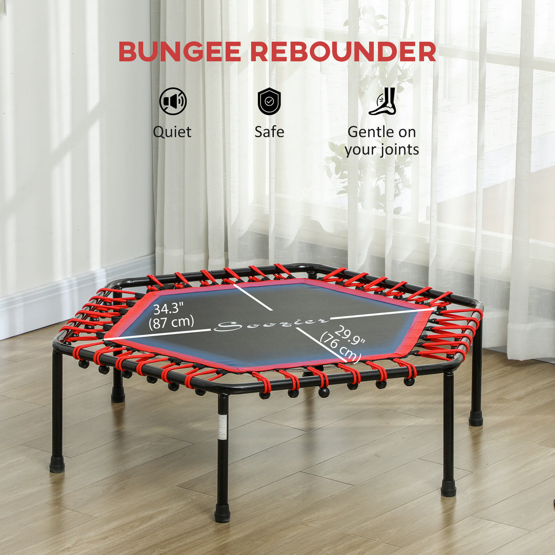 Soozier 45" Rebounder Trampoline for Adult, Quiet Bungee Rebounder with LED Lights Remote Control, Red