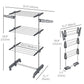 HOMCOM 3-Tier Foldable Clothes Drying Rack, Stainless Steel Laundry Rack with 2 Side Wings and 6 Castors, Collapsible Adjustable Clothes Airer for Indoor Outdoor, Grey