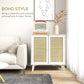 HOMCOM Boho Sideboard Cabinet, Freestanding Sideboards and Buffets with 2 Rattan Doors and Adjustable Shelf