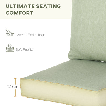 Outsunny Patio Chair Cushions, Thick Deep Seat Outdoor Seat Cushion with Back Cushion, Light Green