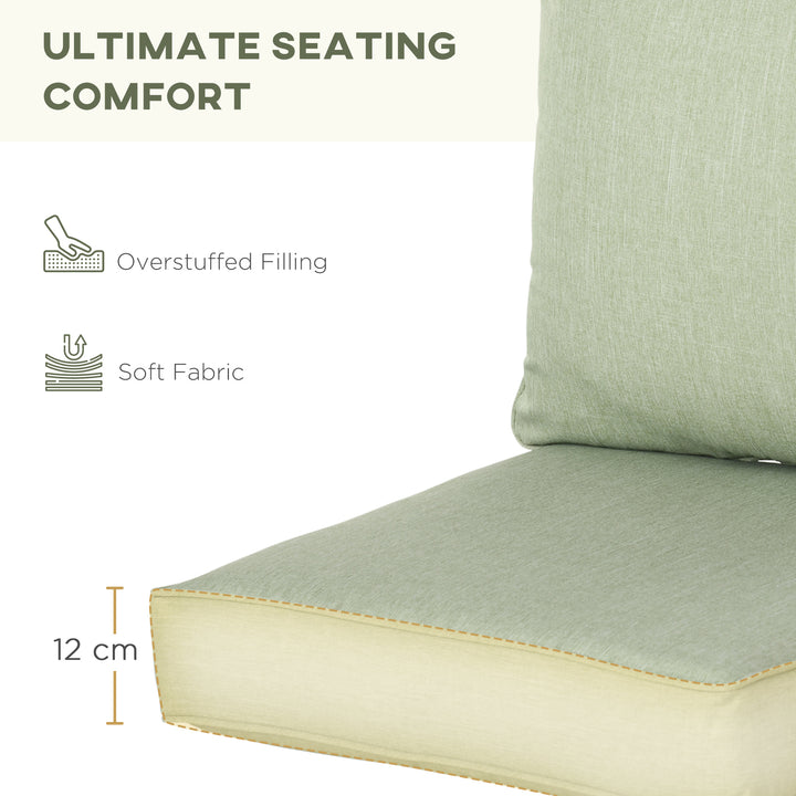 Outsunny Patio Chair Cushions, Thick Deep Seat Outdoor Seat Cushion with Back Cushion, Light Green