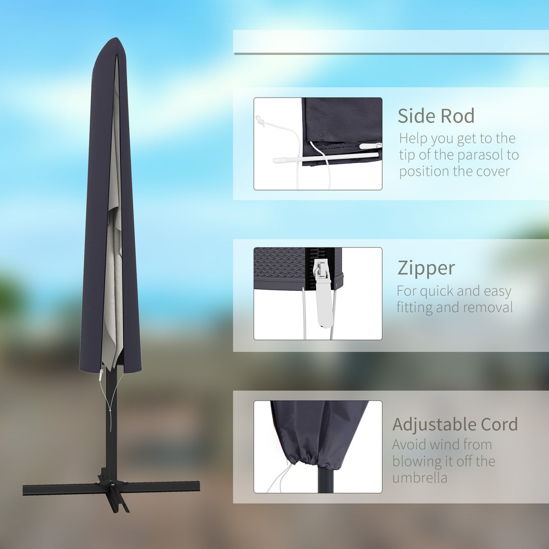 Outsunny Garden Parasol Cover, Outdoor Cantilever Umbrella Cover with Zipper, Khaki