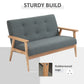 HOMCOM 45" 2 Seat Sofa, Upholstered Two Seater Couch with Rubber Wood Legs for Bedroom, Living Room, Dark Grey
