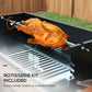Outsunny BBQ Rotisserie Grill Charcoal, Split Roaster for Chicken Turkey, 3-Level Grill Grate, Storage Shelves, Stainless Steel