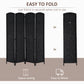 HOMCOM 6ft Folding Room Divider, 4 Panel Wall Partition with Wooden Frame for Bedroom, Home Office, Black
