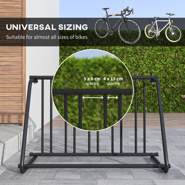 Soozier All-Steel Bike Rack, 45" Bike Stand, 3-Bike Capacity, Single-Side, for Garages Streets Yards Schools