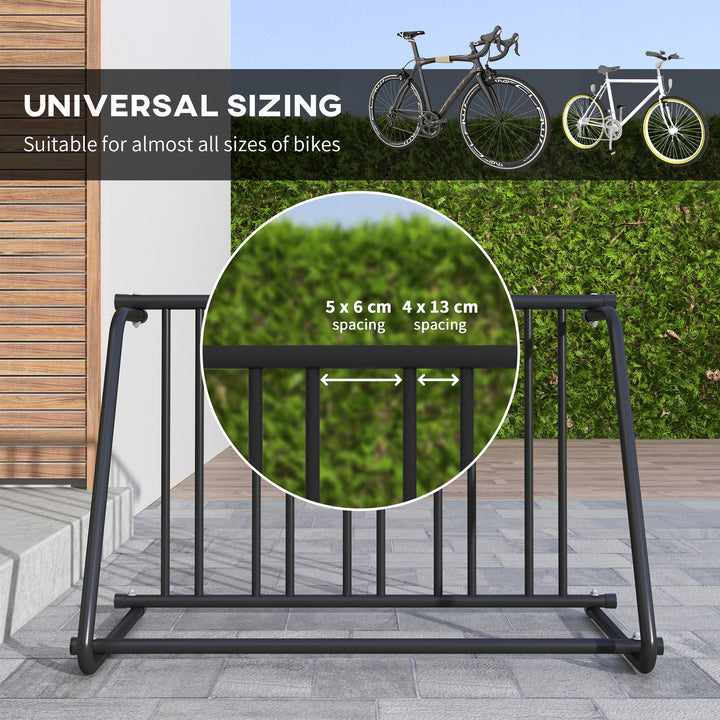 Soozier All-Steel Bike Rack, 45" Bike Stand, 3-Bike Capacity, Single-Side, for Garages Streets Yards Schools