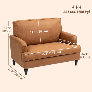 HOMCOM Modern Accent Chair, Microfiber Cloth Armchair with Turned Legs and Wide Seat, Comfy Chair for Living Room, Brown