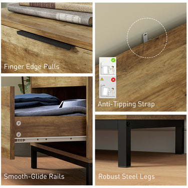 HOMCOM Dresser for Bedroom, 4 Drawer Dresser Tower, Chest of Drawers for Hallway, Entryway, Closet, Natural