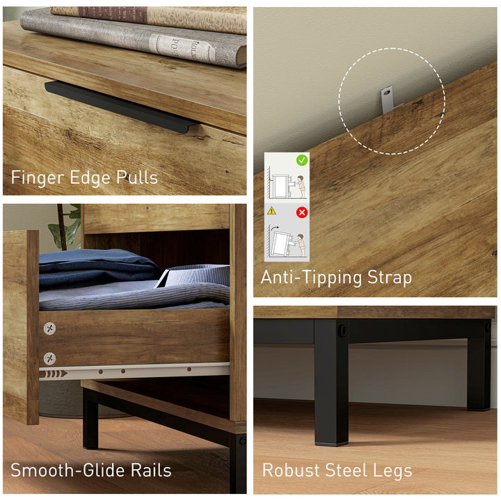 HOMCOM Dresser for Bedroom, 4 Drawer Dresser Tower, Chest of Drawers for Hallway, Entryway, Closet, Natural