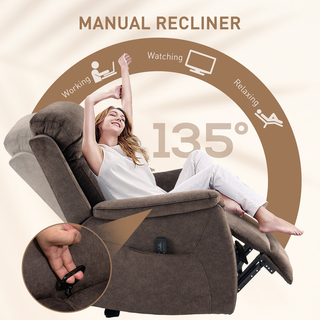 HOMCOM Manual Recliner Chair with Vibration Massage, Reclining Chair for Living Room with Side Pockets, Dark Grey