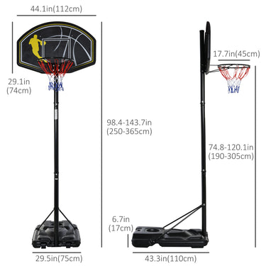 Soozier 6.5'-10' Adjustable Portable Basketball Hoop System Stand Outdoor for Kids Youth Adult