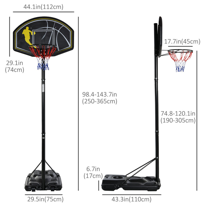 Soozier 6.5'-10' Adjustable Portable Basketball Hoop System Stand Outdoor for Kids Youth Adult