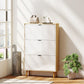 HOMCOM Narrow Shoe Cabinet, High Gloss Shoe Storage Cabinet with 4 Flip Drawers and Adjustable Shelves, Holds 20 Pairs, White