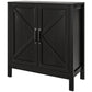 HOMCOM Sideboard Buffet, Kitchen Storage Cabinet with Barn Door and Adjustable Shelves, Storage Pantry, White Wood Grain