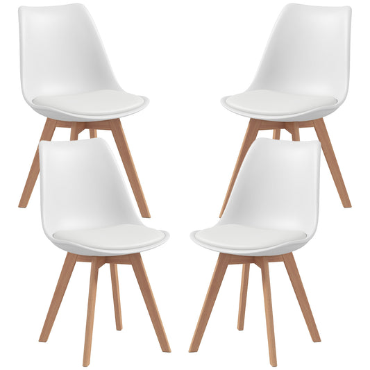 HOMCOM Modern Dining Table Chairs Set of 4, Rubber Wood Kitchen Table Chairs with PU Leather Cushion for Living Room, Bedroom