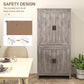 HOMCOM 64" Kitchen Pantry Cabinet, Freestanding Storage Cabinet with 4 Doors, 3 Adjustable Shelves, Antique White